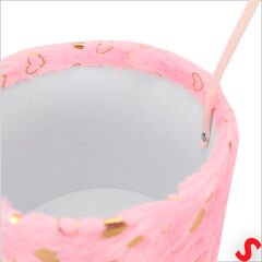Hortum Saplı Kalpli Pembe Pelüş Kutu Orta Boy - 14 cm