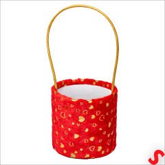 Hortum Saplı Kalpli Kırmızı Pelüş Kutu Büyük Boy - 16 cm