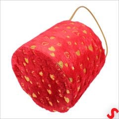 Hortum Saplı Kalpli Kırmızı Pelüş Kutu Büyük Boy - 16 cm