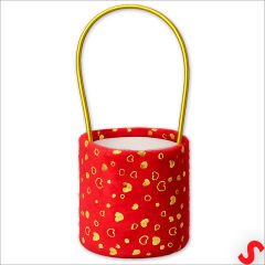 Hortum Saplı Kalpli Kırmızı Pelüş Kutu Büyük Boy - 16 cm