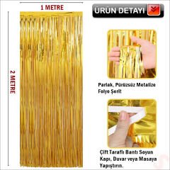 Kapı, Duvar ve Arka Fon Saçaklı Perde 1mt x 2mt - Altın
