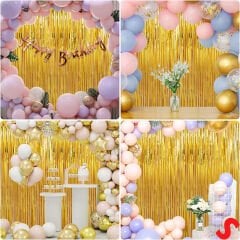 Kapı, Duvar ve Arka Fon Saçaklı Perde 1mt x 2mt - Altın