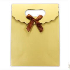 El Geçmeli Karton Çanta 26 x 19 x 9 cm, Mat Altın - 12 Adet