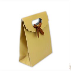 El Geçmeli Karton Çanta 26 x 19 x 9 cm, Mat Altın - 12 Adet