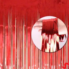 Kapı, Duvar ve Arka Fon Saçaklı Perde 1mt x 2mt - Kırmızı