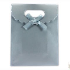 El Geçmeli Karton Çanta 26 x 19 x 9 cm, Mat Gümüş - 12 Adet