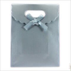 El Geçmeli Karton Çanta 26 x 19 x 9 cm, Mat Gümüş - 12 Adet