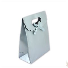 El Geçmeli Karton Çanta 26 x 19 x 9 cm, Mat Gümüş - 12 Adet