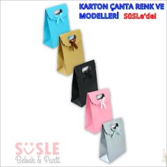 El Geçmeli Karton Çanta 26 x 19 x 9 cm, Mat Gümüş - 12 Adet