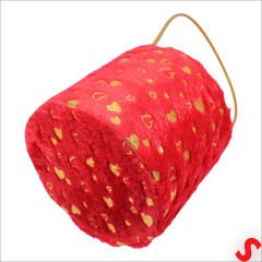 Hortum Saplı Kalpli Kırmızı Pelüş Kutu Küçük Boy - 12 cm