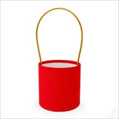 Hortum Saplı Kırmızı Kadife Kutu Büyük Boy - 16 cm
