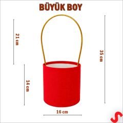 Hortum Saplı Kırmızı Kadife Kutu Büyük Boy - 16 cm