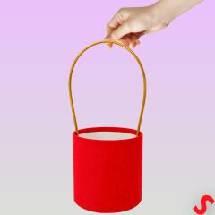 Hortum Saplı Kırmızı Kadife Kutu Büyük Boy - 16 cm