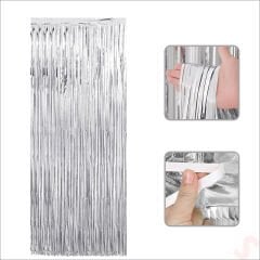 Kapı, Duvar ve Arka Fon Saçaklı Perde 1mt x 2mt - Gümüş