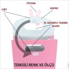 El Geçmeli Karton Çanta 26 x 19 x 9 cm, Puanlı Mavi - 12 Adet