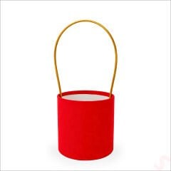 Hortum Saplı Kırmızı Kadife Kutu Orta Boy - 14 cm