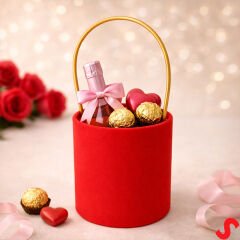 Hortum Saplı Kırmızı Kadife Kutu Küçük Boy - 12 cm