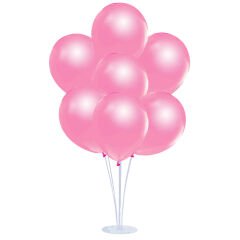 Balon Standlı, 7 Adet - Metalik Pembe Balon