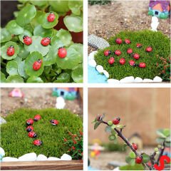 Uğur Böceği Ahşap Sticker, 1,9cm x 1,4cm  x 12 Adet - Kırmızı