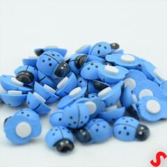 Uğur Böceği Ahşap Sticker, 1,5cm x 1,2cm  x 15 Adet - Mavi