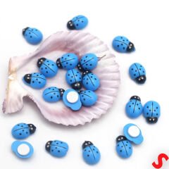 Uğur Böceği Ahşap Sticker, 1,5cm x 1,2cm  x 15 Adet - Mavi