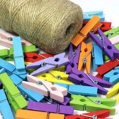 Dekoratif Ahşap SüS Mandalı, 3 cm x 25 Adet - Çok Renkli