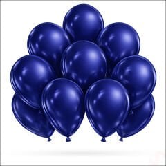 Metalik Parlak Balon, 30 cm x 10 Adet - Lacivert
