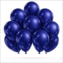 Metalik Parlak Balon, 30 cm x 10 Adet - Lacivert