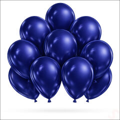 Metalik Parlak Balon, 30 cm x 10 Adet - Lacivert