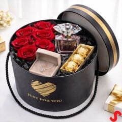 Just For You Silindir Hediye Kutusu 18,5 cm Büyük Boy – Siyah