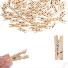 Dekoratif Ahşap SüS Mandalı, 3 cm x 25 Adet - Natürel