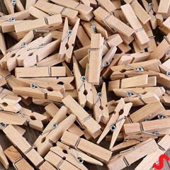 Dekoratif Ahşap SüS Mandalı, 3 cm x 25 Adet - Natürel