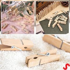 Dekoratif Ahşap SüS Mandalı, 3 cm x 25 Adet - Natürel