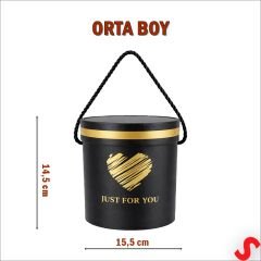 Just For You Silindir Hediye Kutusu 15,5 cm Orta Boy – Siyah