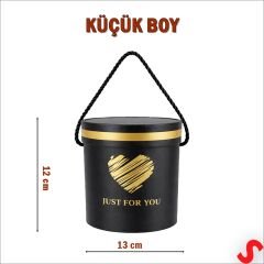 Just For You Silindir Hediye Kutusu 13 cm Küçük Boy – Siyah