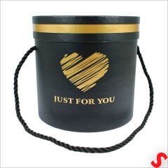 Just For You Silindir Hediye Kutusu 13 cm Küçük Boy – Siyah