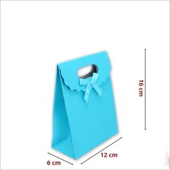 El Geçmeli Karton Çanta 16 x 12 x 6 cm, Mavi - 1 Adet