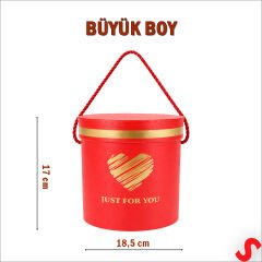 Just For You Silindir Hediye Kutusu 18,5 cm Büyük Boy – Kırmızı