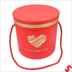 Just For You Silindir Hediye Kutusu 18,5 cm Büyük Boy – Kırmızı