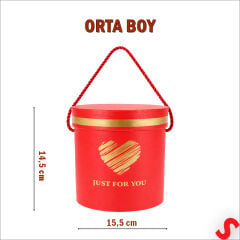 Just For You Silindir Hediye Kutusu 15,5 cm Orta Boy – Kırmızı