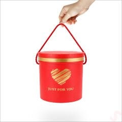 Just For You Silindir Hediye Kutusu 13 cm Küçük Boy – Kırmızı