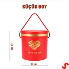 Just For You Silindir Hediye Kutusu 13 cm Küçük Boy – Kırmızı