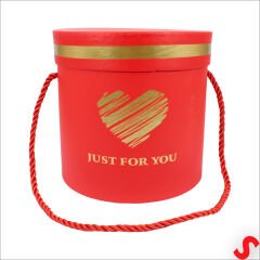 Just For You Silindir Hediye Kutusu 13 cm Küçük Boy – Kırmızı