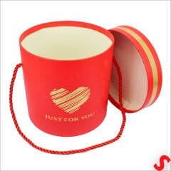 Just For You Silindir Hediye Kutusu 13 cm Küçük Boy – Kırmızı