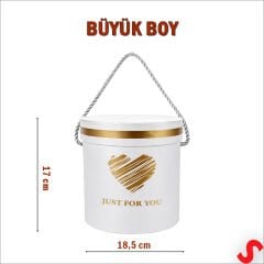 Just For You Silindir Hediye Kutusu 18,5 cm Büyük Boy – Beyaz