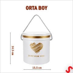 Just For You Silindir Hediye Kutusu 15,5 cm Orta Boy – Beyaz