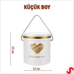Just For You Silindir Hediye Kutusu 13 cm Küçük Boy – Beyaz