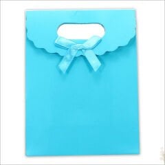 El Geçmeli Karton Çanta 16 x 12 x 6 cm, Mavi - 12 Adet