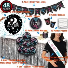 Erkek Bebek Cinsiyet Belirleme Lüks Parti Seti - 8 Kişilik x 48 Parça