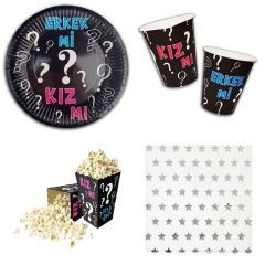 Erkek Bebek Cinsiyet Belirleme Lüks Parti Seti - 8 Kişilik x 48 Parça